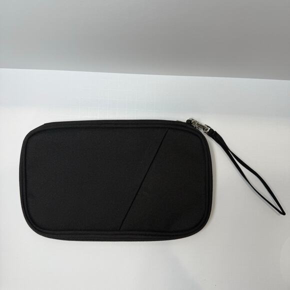 Black Canvas Passport Travel Wallet RFID Blocking Organizer - Picture 4 of 6